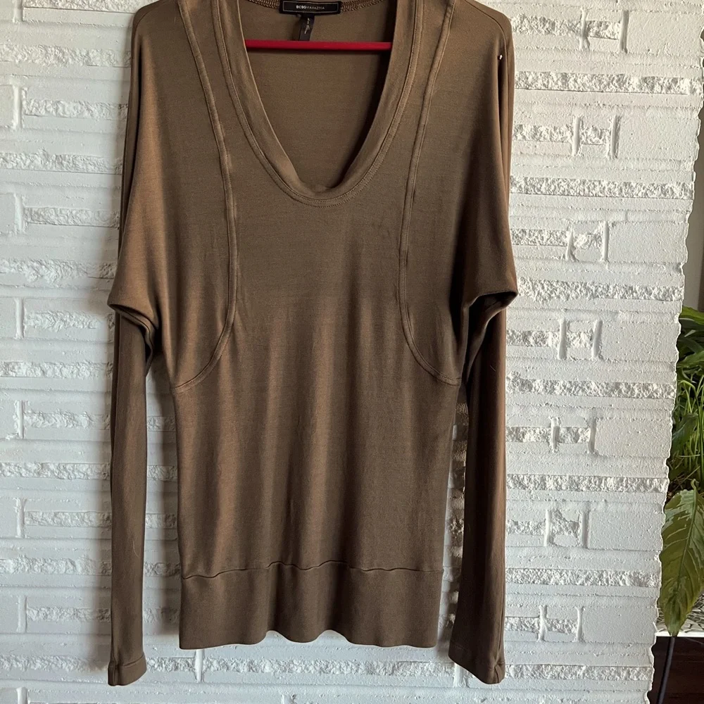 BCBG Maxazria brown/taupe shirt - Picture 4 of 6